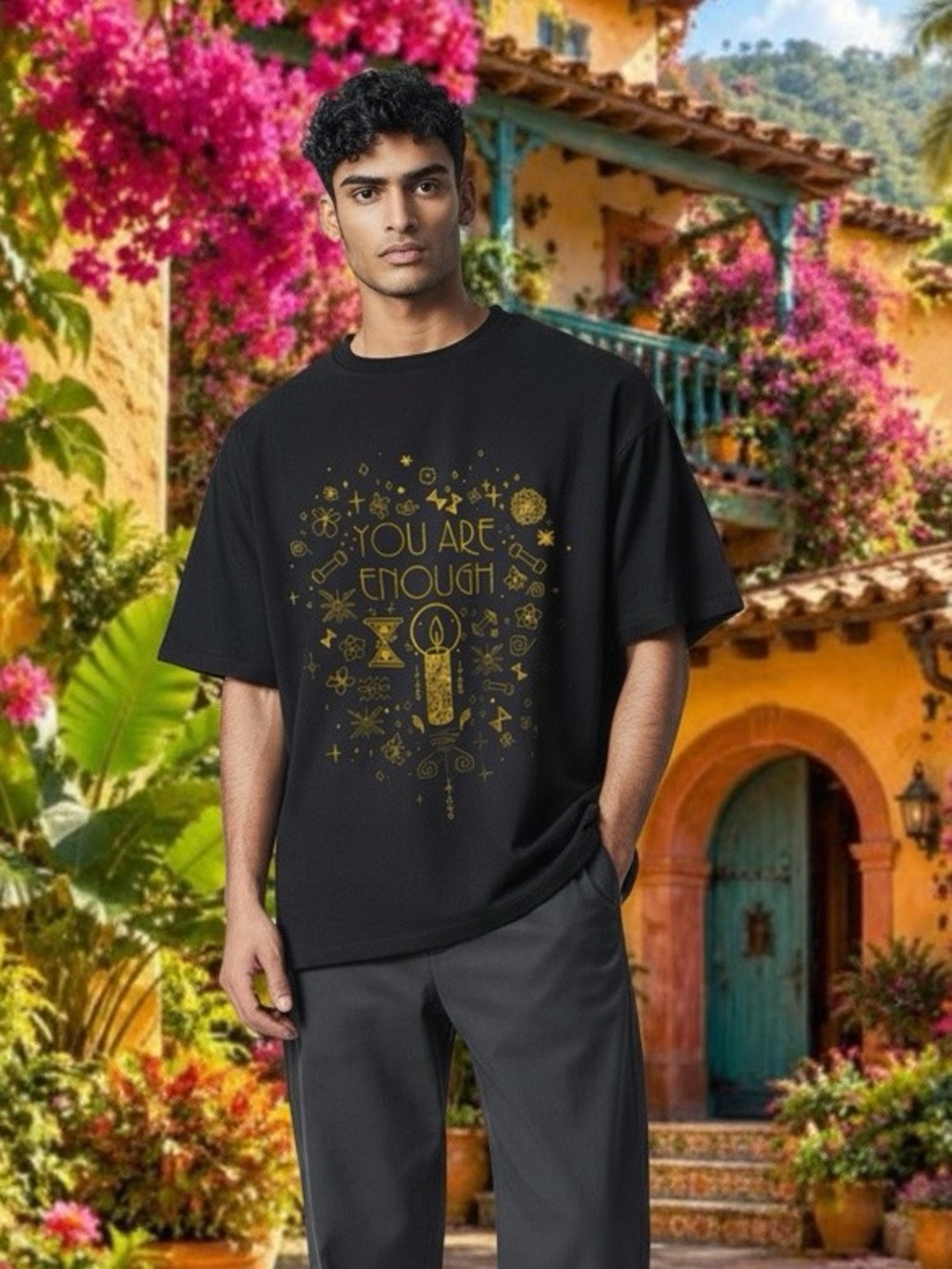 Disney Encanto You Are Enough Gold Foil Charcoal Graphic Tee Unisex L